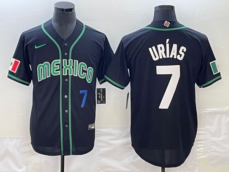 Men 2023 World Cub Mexico #7 Urias Black Nike MLB Jersey32